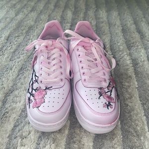 Pink floral shoes sneakers cherry blossom